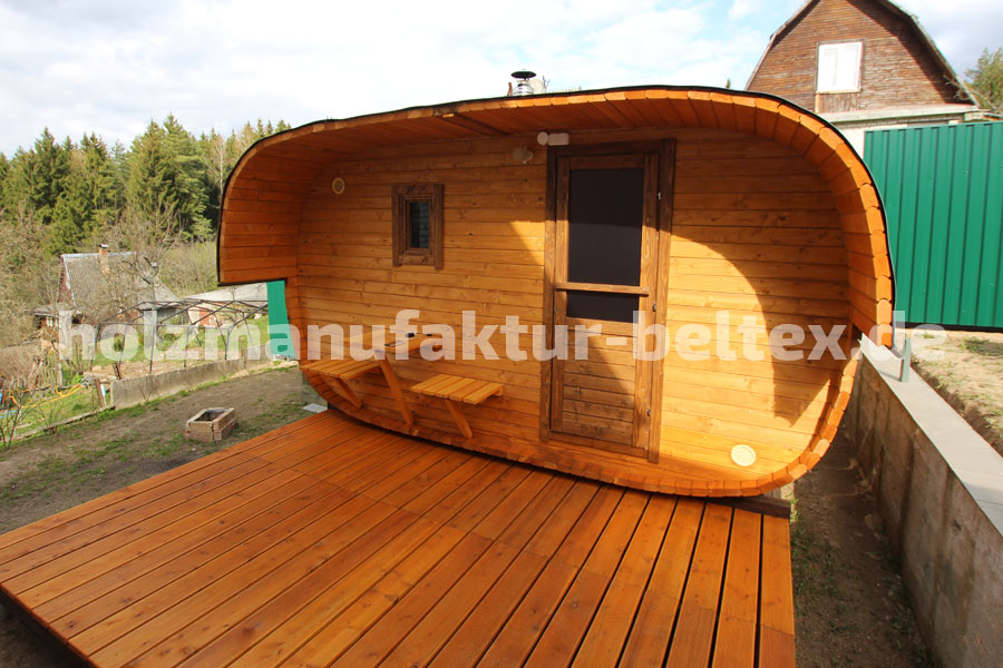 ovale sauna mit terrasse 3x4