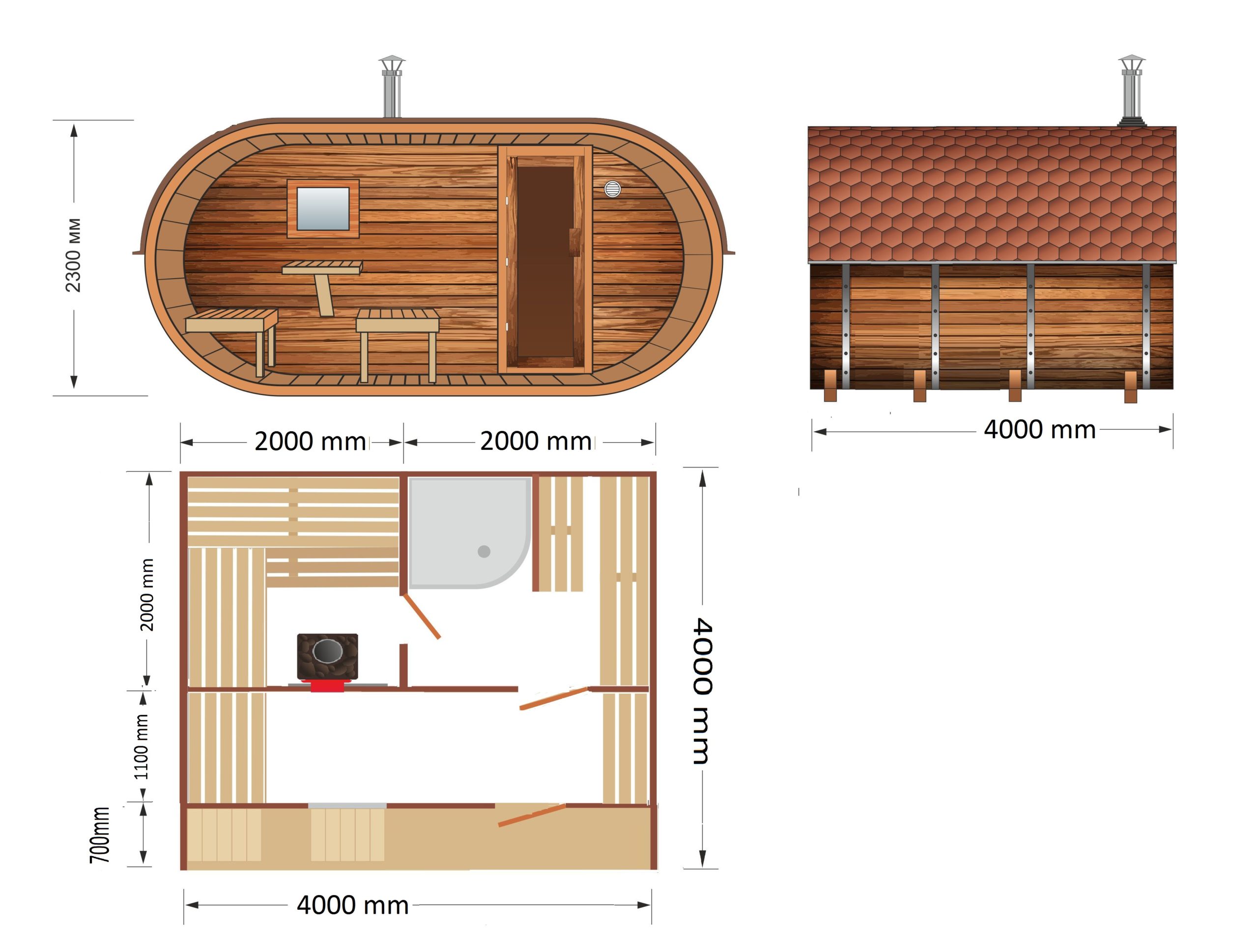 Ovalo Sauna 4x4