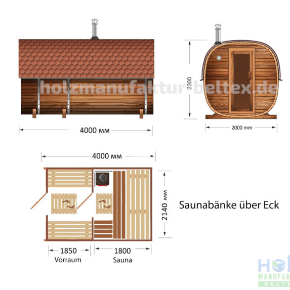 Quadro Sauna Skizze Saunabänke