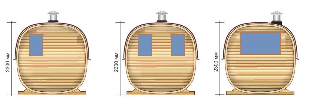 3 Optionen für die Rückseite der Sauna