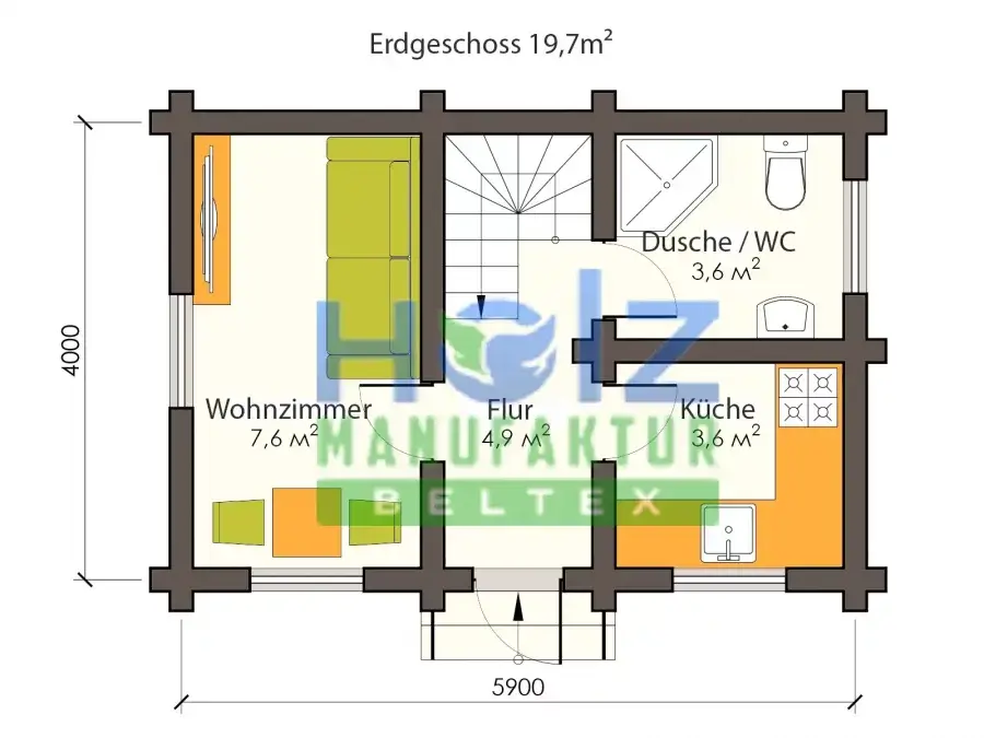 Skizze erdgeschoss-Blockhaus 38