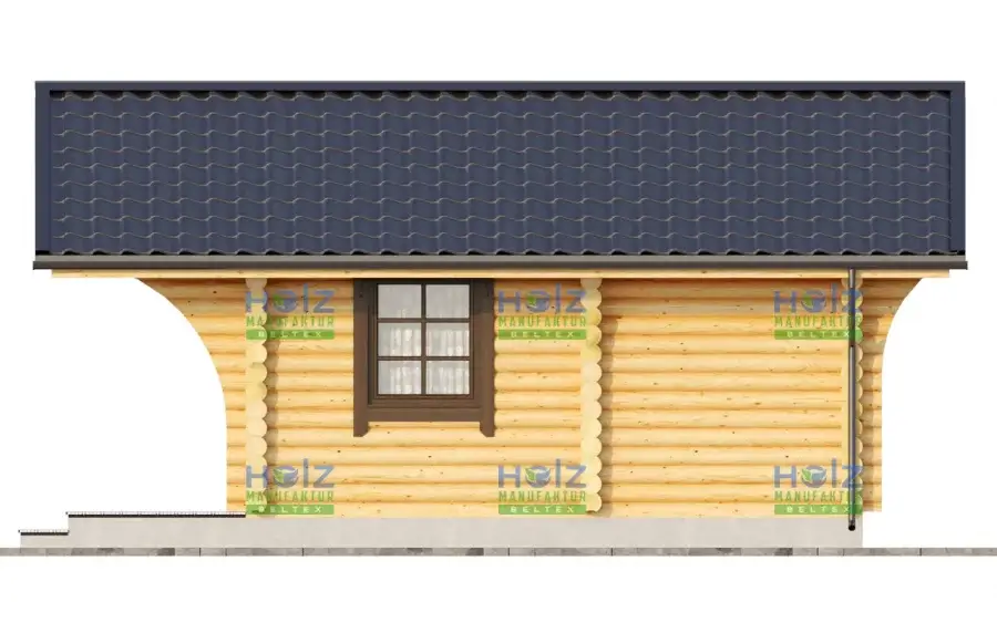 Blockhaus-Sauna mit Vorraum & Terrasse 18 Rechteseite